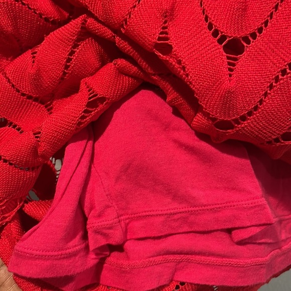 Free People Red and pink Textured long sleeve dress - Picture 5 of 7